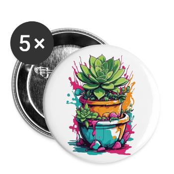 Urban Streetwear Succulents Plants Splendor - Buttons large 2.2''/56 mm (5-pack) - white - Front