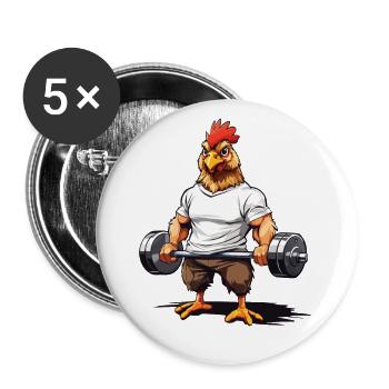 Musculation Musculaire Fitness Fun Design - Lot de 5 grands badges (56 mm) - blanc - Devant