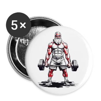 Senior Musculation Musculation Grand-père Force - Lot de 5 grands badges (56 mm) - blanc - Devant