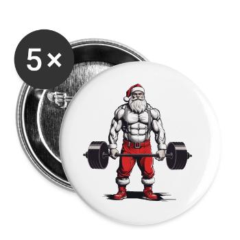 Lustiges Weihnachten Deadlift Bodybuilding Design - Buttons groß 56 mm (5er Pack) - Weiß - Vorne