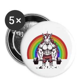 Bodybuilder Licorne Workout Magic Saying - Lot de 5 grands badges (56 mm) - blanc - Devant