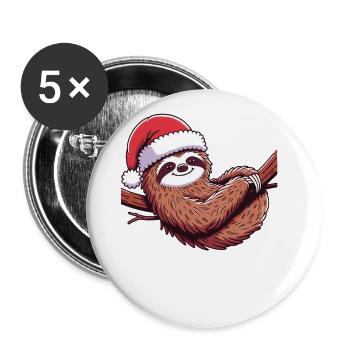 Faultier Weihnachten Winter Tiere Faultiere - Buttons groß 56 mm (5er Pack) - Weiß - Vorne