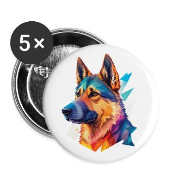 German Shepherd Dogs Popart Dog Love - Buttons large 2.2''/56 mm (5-pack) - white - Front