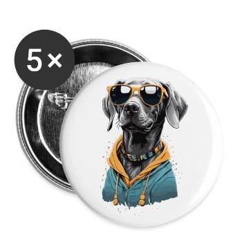 Vintage Weimaraner Hund Ästhetik Hunde Design - Buttons groß 56 mm (5er Pack) - Weiß - Vorne