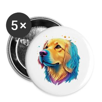 Golden Retriever chien amant Design d’Art - Lot de 5 grands badges (56 mm) - blanc - Devant