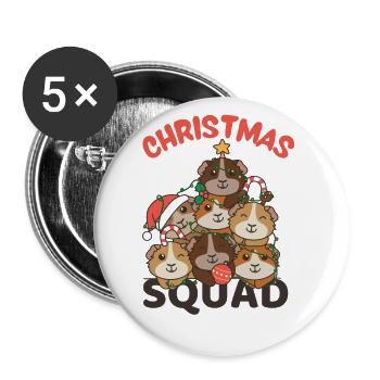 Guinea Pig Christmas Tree Christmas Squad - Buttons large 2.2''/56 mm (5-pack) - white - Front