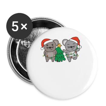 Mouse, Christmas, Winter, Animals, Mice - Buttons large 2.2''/56 mm (5-pack) - white - Front