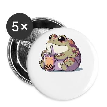 Kawaii Toads Bubble Tea Boba Toad - Buttons large 2.2''/56 mm (5-pack) - white - Front