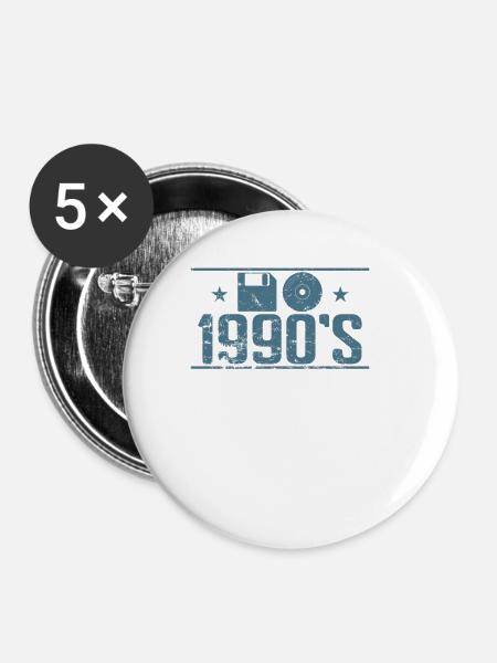 Diskette und CD 1990's Retrospeichermodul - Buttons groß 56 mm (5er Pack) - Weiß