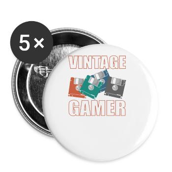 Module de mémoire rétro de disquette Vintage Gamer - Lot de 5 grands badges (56 mm) - blanc - Devant