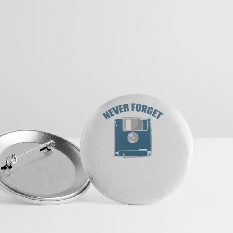 Never Forget Floppy Disk Retro Memory Module Buttons large 2.2''/56 mm (5-pack)