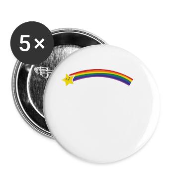 bunte LGBTQ Sternschnuppe Weltall - Buttons groß 56 mm (5er Pack) - Weiß - Vorne