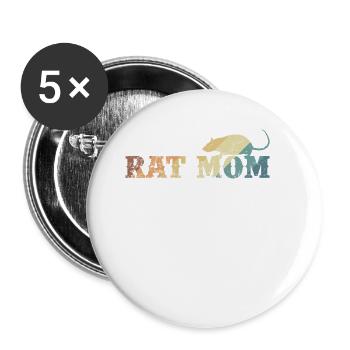 Rat Mom Rodent Pet Nature - Buttons large 2.2''/56 mm (5-pack) - white - Front