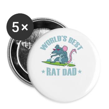 World's best Rat Dad Rodent - Buttons large 2.2''/56 mm (5-pack) - white - Front
