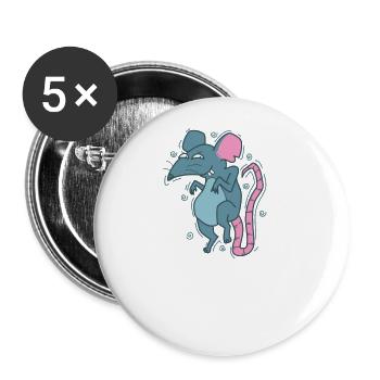 small rat pet rodent - Buttons large 2.2''/56 mm (5-pack) - white - Front