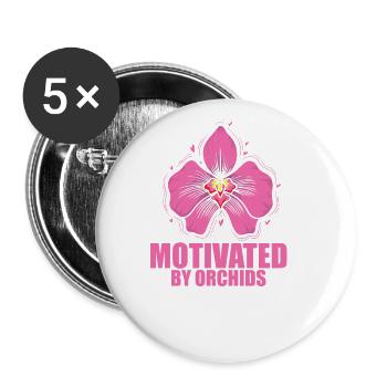 Motivé par les orchidées Plante Jardin de fleurs - Lot de 5 grands badges (56 mm) - blanc - Devant