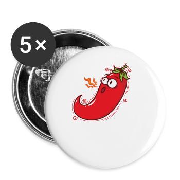 Piment Chaleur Épice Chaleur Degré de piquant - Lot de 5 grands badges (56 mm) - blanc - Devant