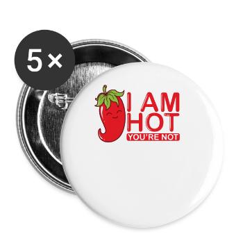 I am hot you're not chili spice - Buttons large 2.2''/56 mm (5-pack) - white - Front