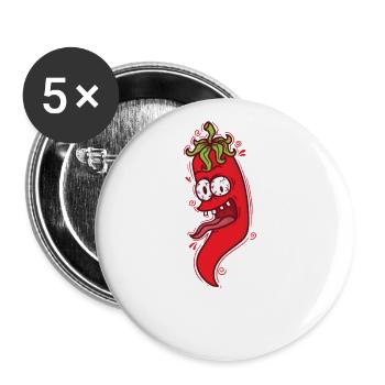 hot chili spice Scoville - Buttons large 2.2''/56 mm (5-pack) - white - Front