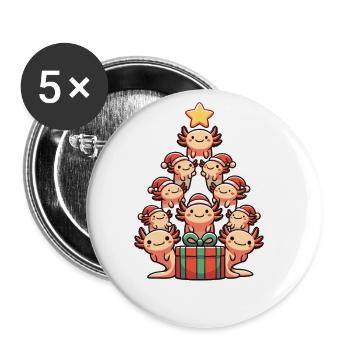 Arbre de Noël Axolotl Joyeux Noël - Lot de 5 grands badges (56 mm) - blanc - Devant