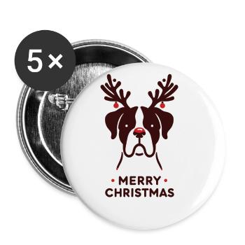 Boxer Christmas Winter Animals Dogs - Buttons large 2.2''/56 mm (5-pack) - white - Front