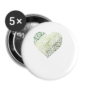 Nuage de mots avec notes de musique et clé - Lot de 5 grands badges (56 mm) - blanc - Devant