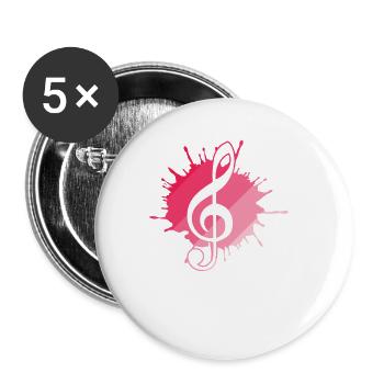 Clé de sol Clé de sol Clé de musique - Lot de 5 grands badges (56 mm) - blanc - Devant