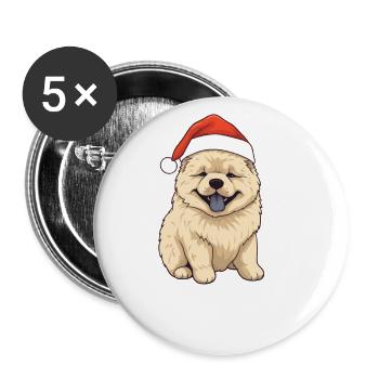 Chow Chow Christmas Winter Animals Dogs - Buttons large 2.2''/56 mm (5-pack) - white - Front
