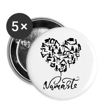 NAMASTE Yoga Coeur (4) - Lot de 5 grands badges (56 mm) - blanc - Devant