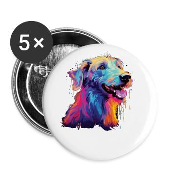 Aquarelle colorée Chow Chow - Lot de 5 grands badges (56 mm) - blanc - Devant