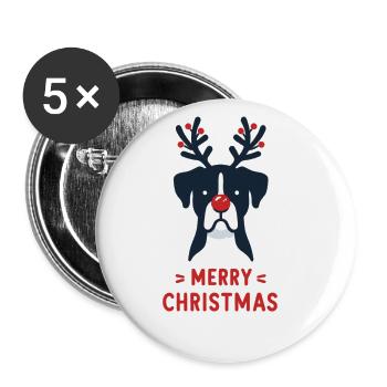 Boxer Christmas Winter Animals Dogs - Buttons large 2.2''/56 mm (5-pack) - white - Front