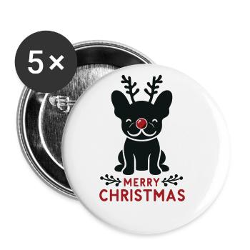 French Bulldog Christmas Winter Animals Dogs - Buttons large 2.2''/56 mm (5-pack) - white - Front