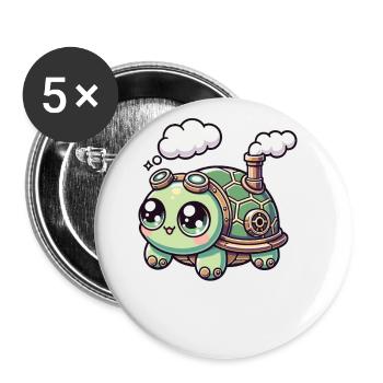 Kawaii Steampunk Turtle Fantasy Turtle - Buttons large 2.2''/56 mm (5-pack) - white - Front