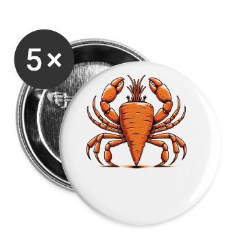 Carrots Crab Funny Animal Made of Vegetables - Buttons large 2.2''/56 mm (5-pack) - white - Front