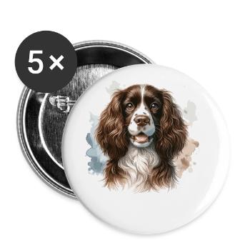 Watercolor Colorful English Springer Spaniel - Buttons large 2.2''/56 mm (5-pack) - white - Front