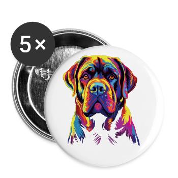 Watercolor Colorful Mastiff - Buttons large 2.2''/56 mm (5-pack) - white - Front
