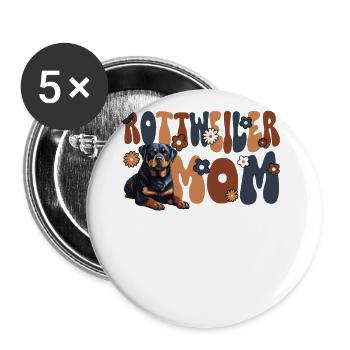 Rottweiler Groovy Rottweiler maman - Lot de 5 grands badges (56 mm) - blanc - Devant