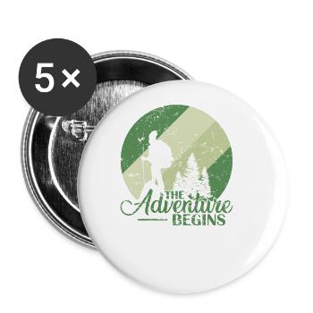 The Adventure begins Hiking Nature - Buttons large 2.2''/56 mm (5-pack) - white - Front