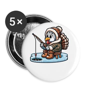 Eisfischen Thanksgiving Truthahn - Buttons groß 56 mm (5er Pack) - Weiß - Vorne