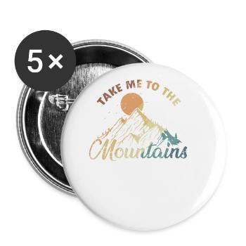 Take me to the Mountains Hiking Hobby - Buttons large 2.2''/56 mm (5-pack) - white - Front