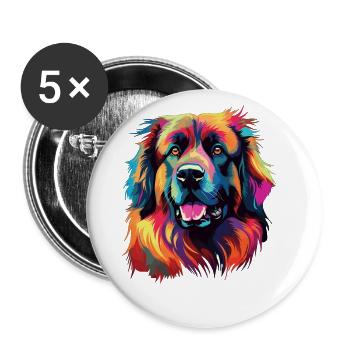 Watercolor Colorful Leonberger - Buttons large 2.2''/56 mm (5-pack) - white - Front