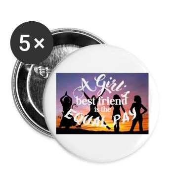 A girl's best friend is the equal pay - Buttons large 2.2''/56 mm (5-pack) - white - Front