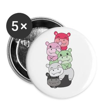 réciprocité drapeau fierté LGBTQ hippopotame mignon - Lot de 5 grands badges (56 mm) - blanc - Devant