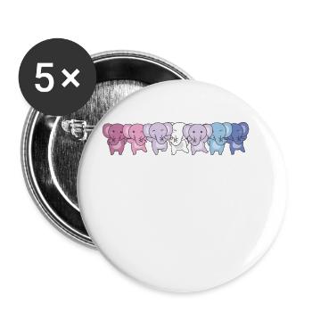 Bigender Flag Pride LGBTQ Cute Elephant - Buttons large 2.2''/56 mm (5-pack) - white - Front