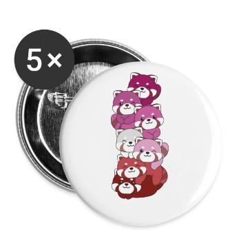 Lipstick Lesbische Pride LGBTQ süßer Roter Panda - Buttons groß 56 mm (5er Pack) - Weiß - Vorne