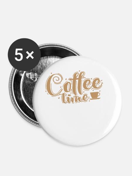 Coffee Time Pause - Buttons groß 56 mm (5er Pack) - Weiß