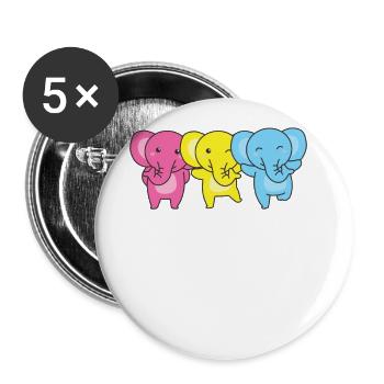 Pansexual Flag Pride LGBTQ Cute Elephant - Buttons large 2.2''/56 mm (5-pack) - white - Front