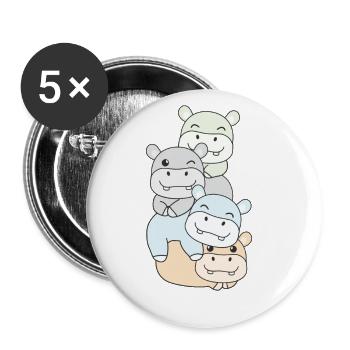 Unlabeld Flag Pride LGBTQ Cute Hippo - Buttons large 2.2''/56 mm (5-pack) - white - Front