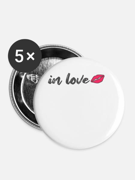 In love, In love - Buttons large 2.2''/56 mm (5-pack) - white