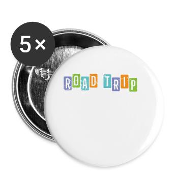 Road Trip Reise Picknick Abenteuer Route - Buttons groß 56 mm (5er Pack) - Weiß - Vorne
